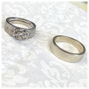 Vintage 14K White Gold Wedding Ring Set